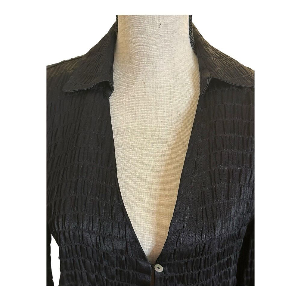 Zara Black‎ Basic Satin Effect Button Down Loose … - image 4